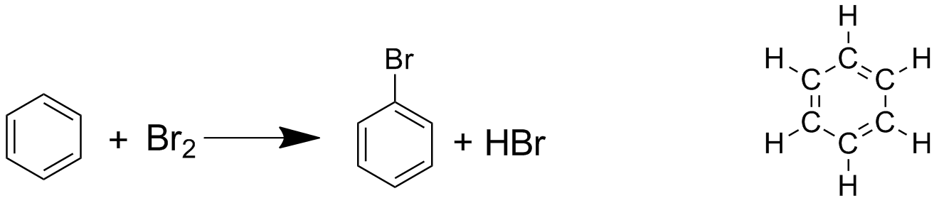 Бензол взаимодействует с бромом
